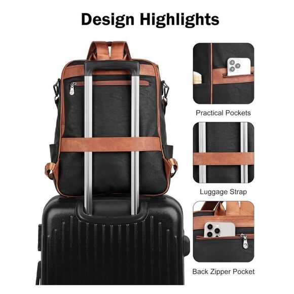 Leather Travel Backpack Bag - Picture 7 of 7